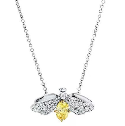 [N0206] Collar Tiffany Abeja Alas Pavé Piedra Amarilla