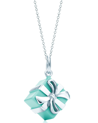 [N0211] Collar Tiffany Caja Regalo Azul Moño Blanco
