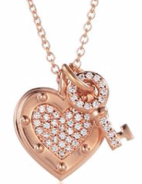 [TIFN166] Collar Tiffany oro rosa corazón pavé con llave