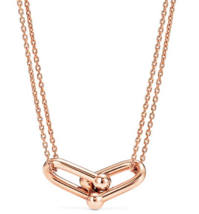 [N0284-1] Collar HardWear doble cadena eslabón oro rosa