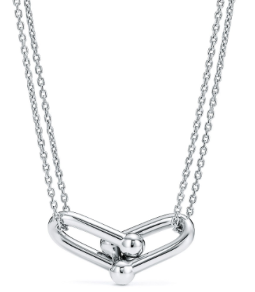 [N0284-2] Collar HardWear doble cadena eslabón plateado