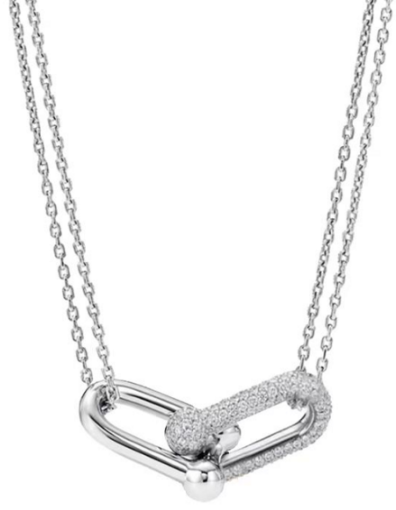 [N0283-2] Collar Tiffany Lock Pavé Plateado
