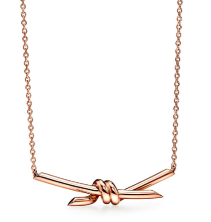[N0314-1] Collar Tiffany Knot nudo liso oro rosa