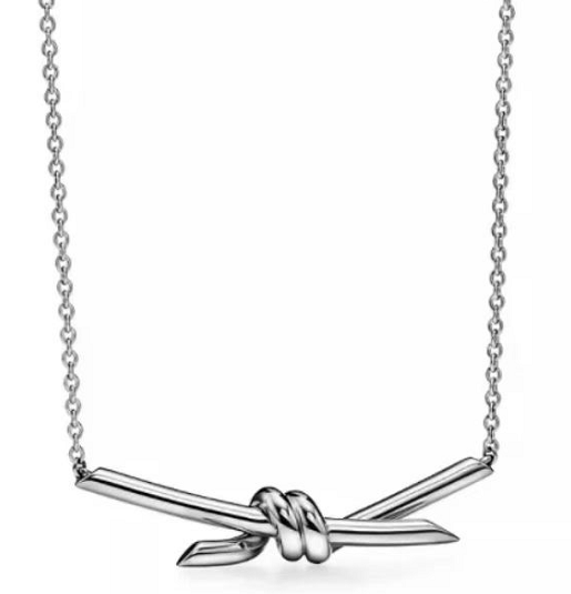 [N0314-2] Collar Tiffany Knot nudo liso plateado