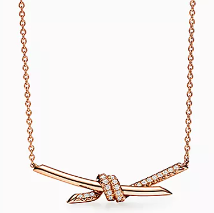 [N0313-1] Collar Tiffany Knot nudo pavé oro rosa