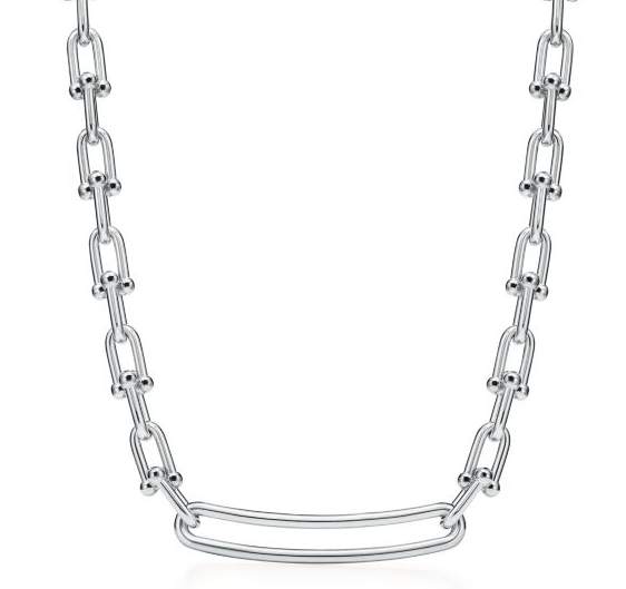 [N0287] Collar eslabones y bolas con barra central lisa