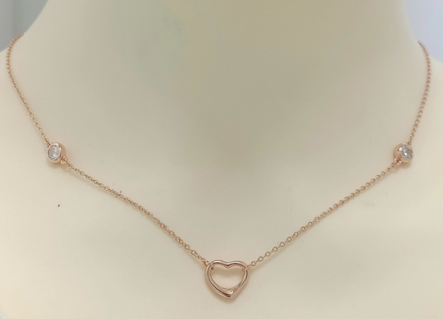 [N0335-2] Collar Elsa Peretti Corazón Abierto Oro Rosa