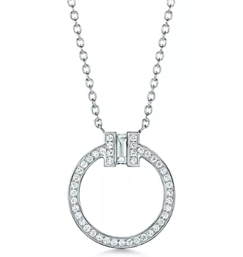 Colgante Círculo Pavé con Barra Baguette Plata