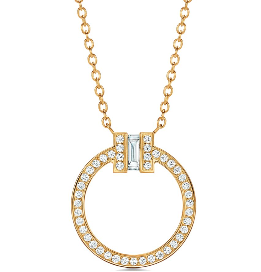 Collar Tiffany T Círculo Pavé Oro Amarillo