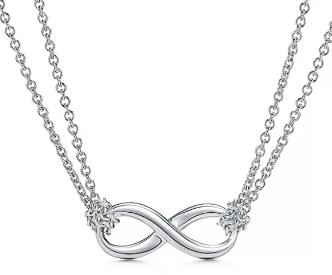 Collar Infinito Tiffany Doble Cadena Plata