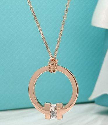 [N0340-2] Collar Tiffany T Aro Liso Oro Rosa