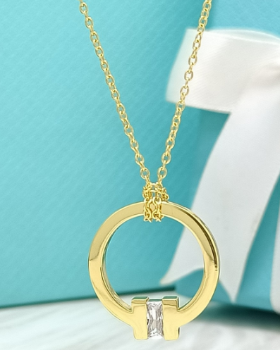 [N0340-3] Collar Tiffany T Aro Liso Oro Amarillo