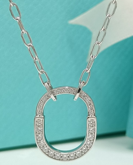 [N0343-1] Collar Tiffany Lock Pavé Platino