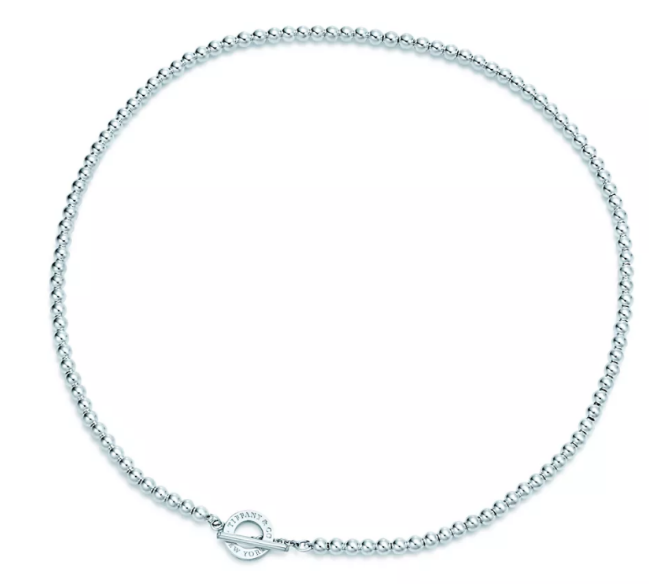 Collar Bolitas Tiffany Broche Toggle Plata 42cm