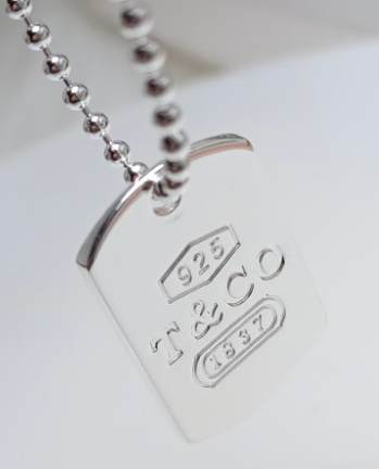 Collar placa 1837 grande cadena de bolas plata 925