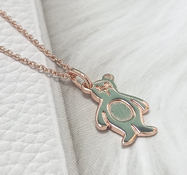 Collar Tiffany Charm Osito Esmalte Menta Oro Rosa