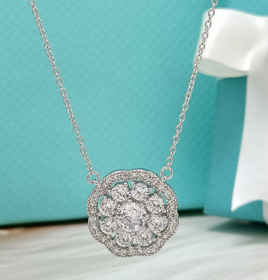 Collar Tiffany Racimo Floral Pavé Plata