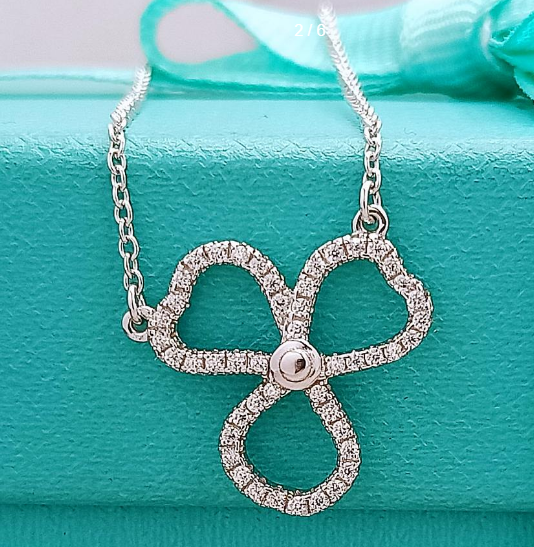 Collar Tiffany Trébol Pavé Plata