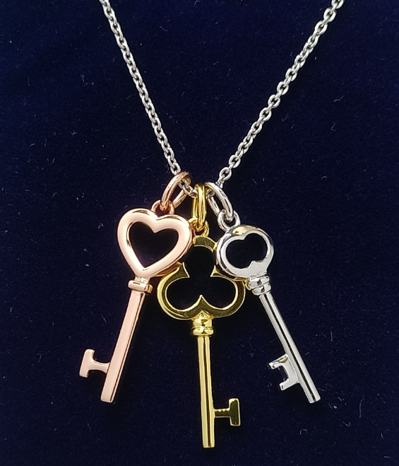 [N00313276-2] Collar Tiffany tres llaves tricolor oro rosa oro y plata