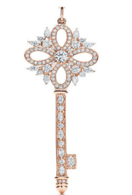 [N0001-2] Charm llave Tiffany Keys flor grande oro rosa