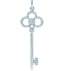[N0029] Charm llave trébol pavé mini plata