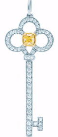 [N0134] Llave Tiffany trébol piedra amarilla