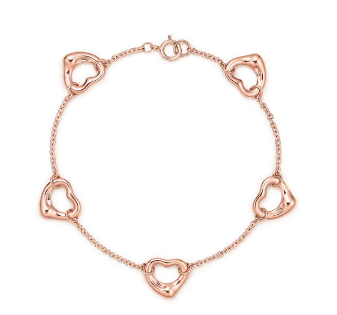 [H0053-1] Brazalete Tiffany Elsa Peretti Corazones Abiertos Oro Rosa