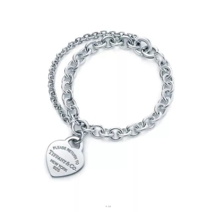 Pulsera doble cadena corazón Return to Tiffany