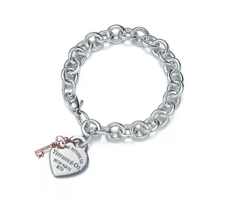 [TIFB013] Pulsera corazón y llave Return to Tiffany bicolor