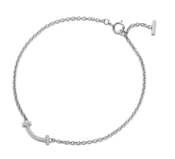 Brazalete Tiffany T Smile Mini Pavé Plata 925