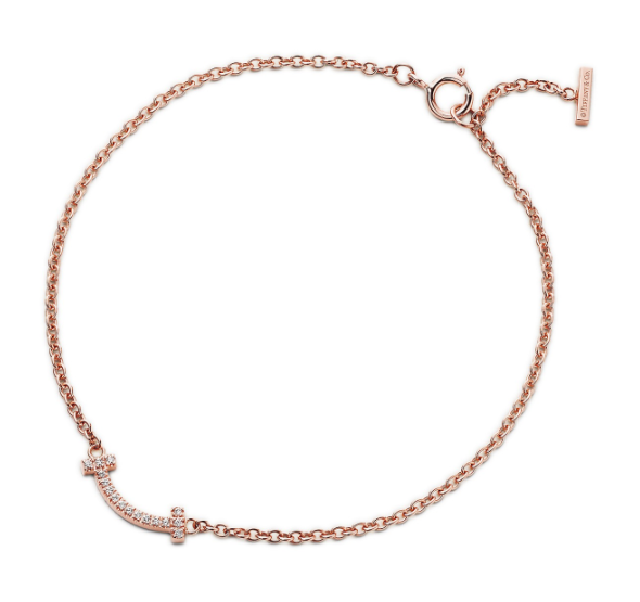 [H0063-2] Brazalete Tiffany T Smile Mini Pavé Oro Rosa