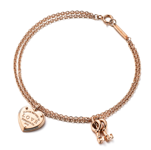 Brazalete Return to Tiffany Corazón y Llaves Oro Rosa