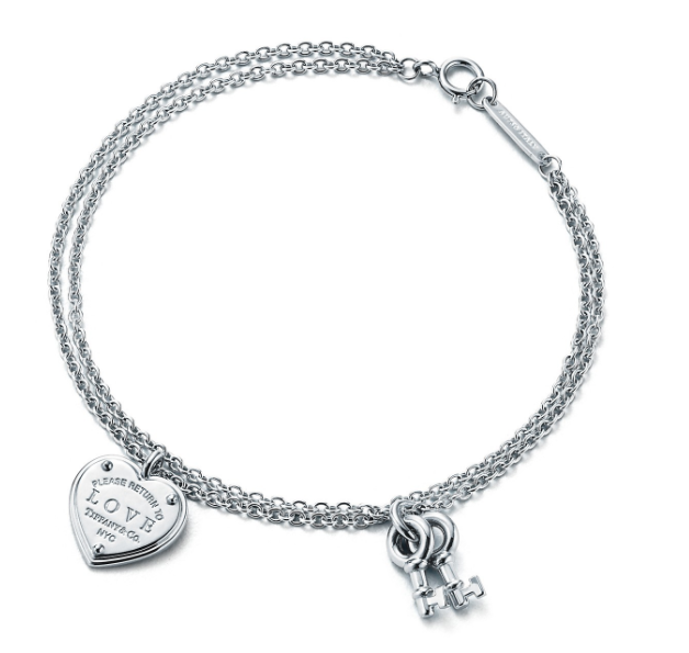Brazalete Return to Tiffany doble cadena corazón y llaves