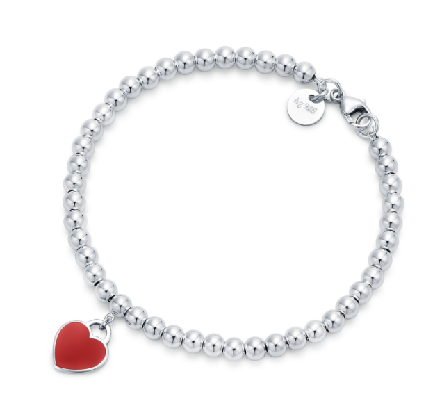 Brazalete Return to Tiffany corazón rojo cuentas