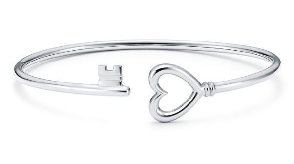 [B0041-2] Brazalete Tiffany Keys llave y corazón plateado