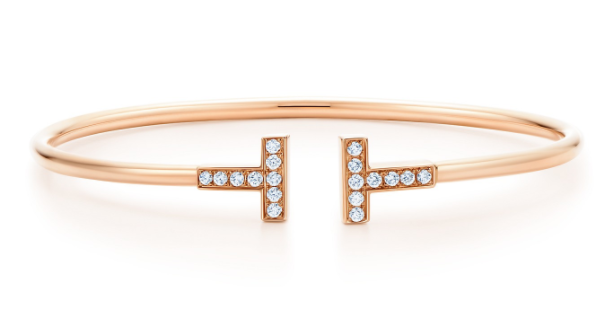 Brazalete Tiffany T Wire Pavé Oro Rosa