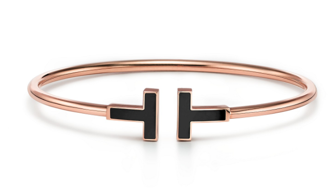Brazalete Tiffany T Wire oro rosa negro