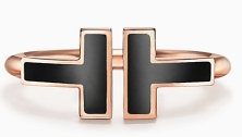 [TJZ-4] Anillo Tiffany T Wire Incrustación Negra Oro Rosa
