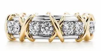 Anillo Tiffany eternity bitono X y circonias en canal