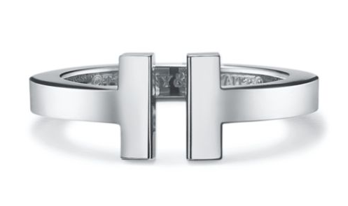 Anillo Tiffany T Ancho Doble Barra Plata