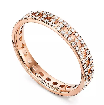Anillo Tiffany oro rosa eternity doble hilera pavé