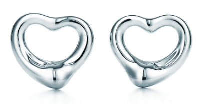[E0135] Aretes Tiffany Elsa Peretti corazón abierto plateado