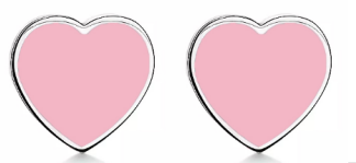 Aretes Corazón Esmalte Rosa Par