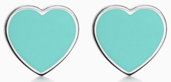 Aretes Corazón Esmalte Turquesa Par