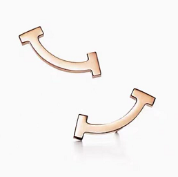 [T-E025] Aretes Tiffany T Smile curva lisa oro rosa