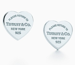 [T-E068] Aretes Return to Tiffany corazón placa plata