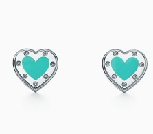 Aretes Corazón Esmalte Turquesa con Remaches
