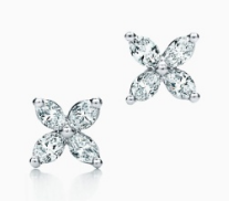[T-E009] Aretes Tiffany Victoria flor de circonias blancas