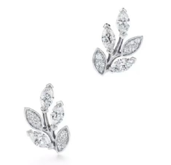 [E155-2] Aretes Victoria Hoja Racimo Plata 925