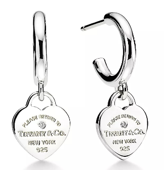 [T-E096] Aretes Argolla con Dije Corazón Return to Tiffany